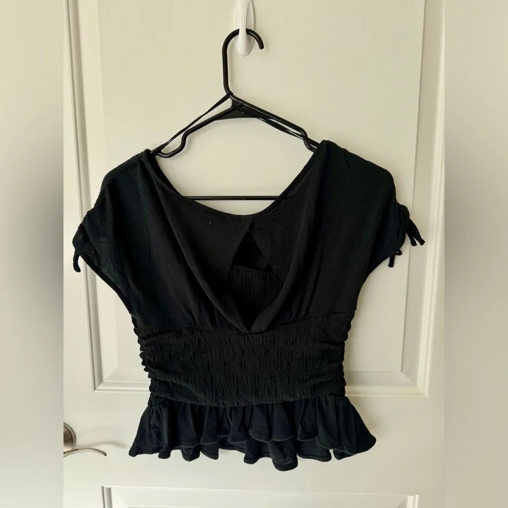 NWOT Free People Jessie Twofer Tie Shoulder Top